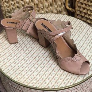 Blush Pink Patent Leather Open Toed Mules